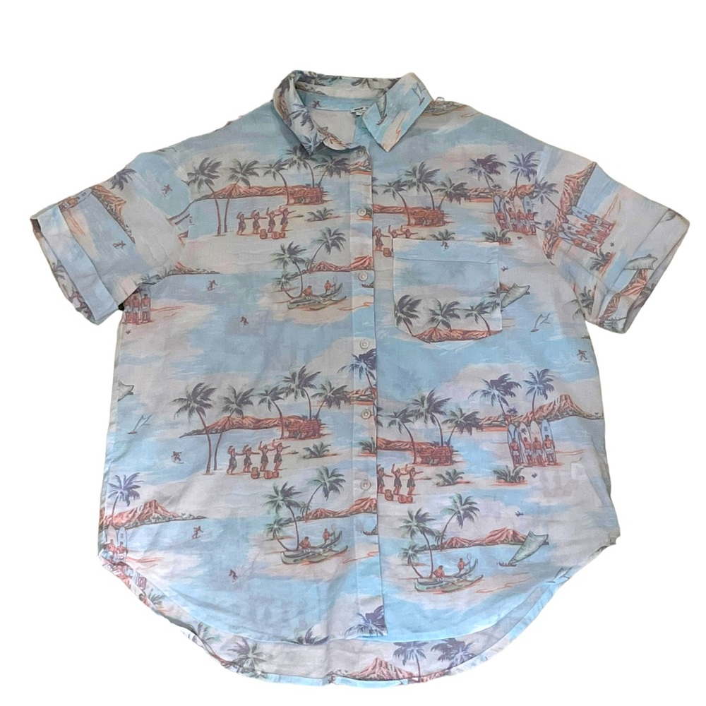 American Eagle Hawaiian Button down shirt size Small
